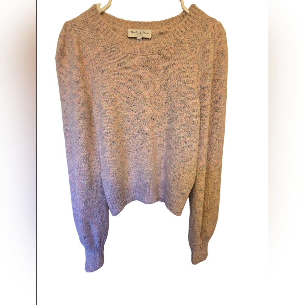 Michael Stars.Super Soft Pink Confetti Puffed Sleeve Sweater Size XS